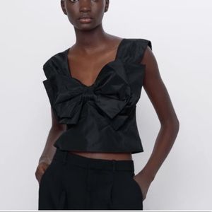 Zara | Tops | Nwt Zara Taffeta Bow Top | Poshmark